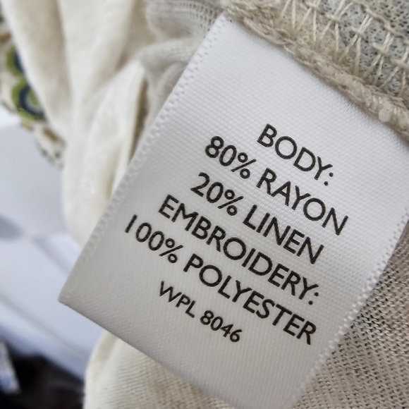 Floral boho embroidered beaded cream plunge neck tank top size small - Picture 9 of 9